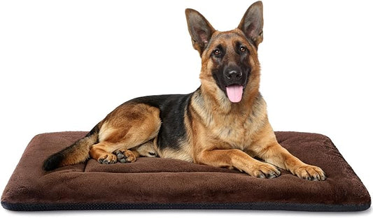 Dog Crate Pad Washable for 48 Inch Crate, Plush Anti-Slip Crate Mat for Large Dogs, XL Kennel Pad for Home, Travel and Training, 48 x 30 Inch, Brown by ZENGAOOU