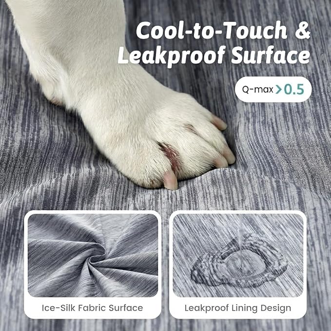 COZY KISS Cooling Orthopedic Dog Bed, Q-Max >0.5 Waterproof Egg Crate Foam Pet Bed with Removable Washable Cover, 36x27x3 Inch,Dark Grey - Image 2