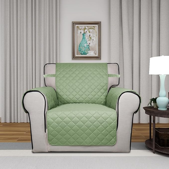 PureFit Reversible Chair Sofa Cover Dog Couch Covers for Sofa, 25.5 in | Sage Green/Ivory, Water Resistant Couch Protector, Washable Pet Couch Cover with Non Slip and Elastic Straps For Kids - Image 2