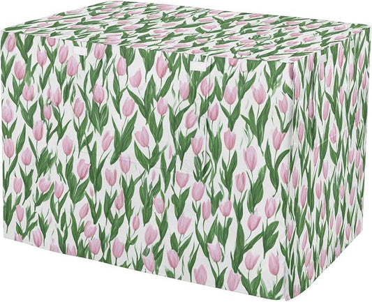Dog Crate Cover Kennel Cover for Dog Cages Breathable for Wire Cage Indoor Outdoor Small Tulips Pink by QwThum