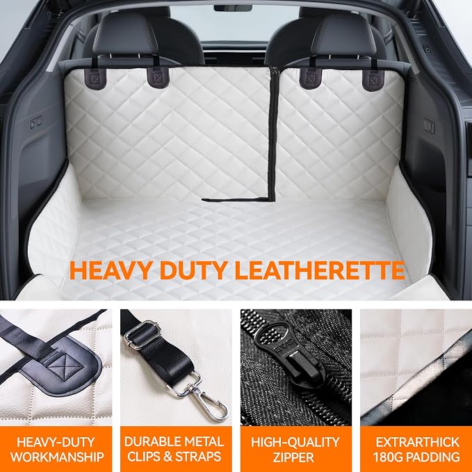 Heavy-Duty Leather SUV Cargo Liner for Fold Down Split Seats, Armrest Pass-Through Compatible, Pet-Friendly, Ideal for Dogs - Image 2