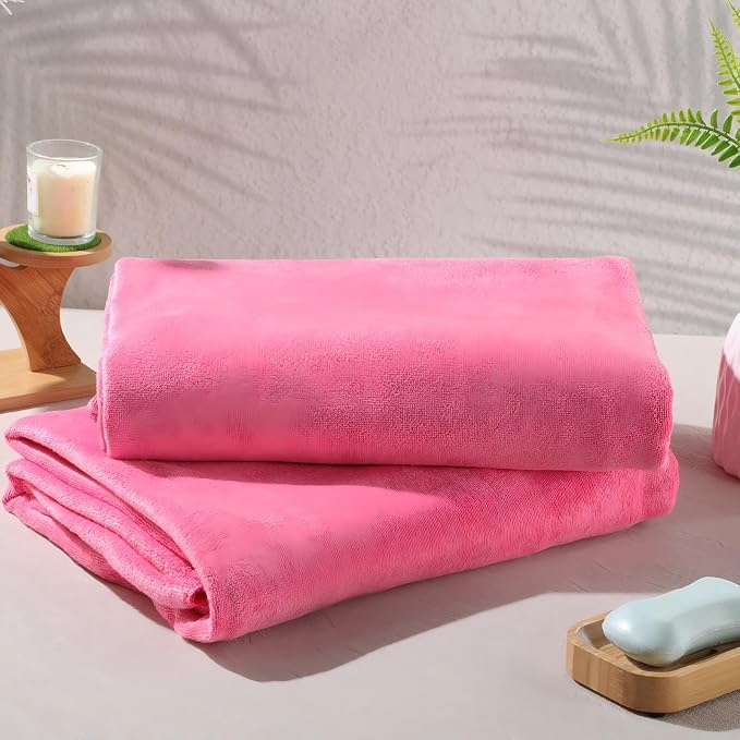 Mixweer 4 Pcs Oversized Bath Towels, 40 x 80 Inch Giant Microfiber Jumbo Bath Sheets Soft Bathroom Microfiber Quick Dry Absorbent Shower Towels for Spa Camping Beach(Hot Pink) - Image 2