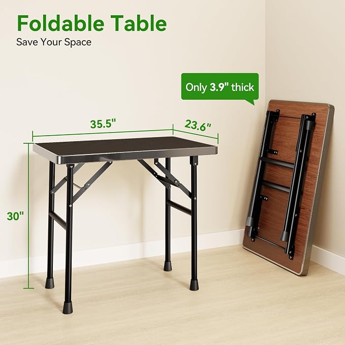 pickpiff Dog Grooming Table with Arm, 35.5" L×23.6" W x 30" H Foldable Heavy Duty Pet Grooming Station with Adjustable 33.5" Height Arm, Hammock & Nooses, Tray, Non-Slip Waterproof Tabletop - Image 2