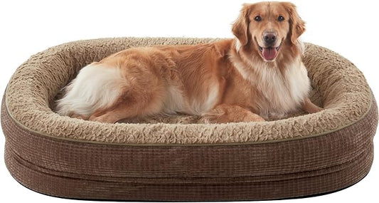JOEJOY Orthopedic Dog Beds Large Sized Dog, XL Egg-Crate Memory Foam Pet Couch Bed with Bolster Sides, Waterproof Lining, Removable Washable Cover & Non-Slip Bottom, Brown by JOEJOY