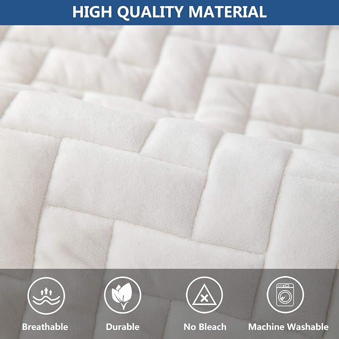Eismodra Couch Cover,Sectional Couch Covers,Sofa Covers for 3 Cushion Couch,Anti-Slip Sofa Slipcovers for Dogs Cats Kids Loveseat Recliner L Shaped Armrest Backrest,White 43''x82''(Only 1 Piece) - Image 3