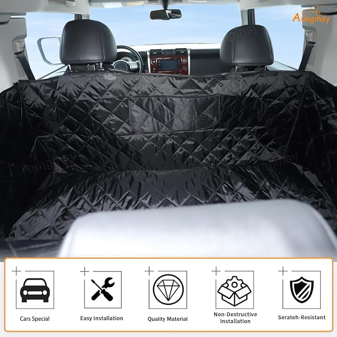 Aunginsy Dog Car Seat Cover for Pets Compatible with Toyota FJ Cruiser 2007-2021 Accessories, Backseat Pet Cover Protector, Second-Row Seat Waterproof Scratch Proof Nonslip Dog Hammock with Side Flap - Image 8