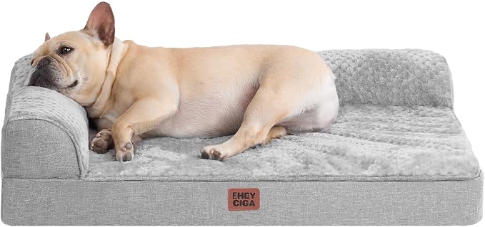 EHEYCIGA Orthopedic Dog Bed Medium Size Dogs, Memory Foam Dog Bed with Washable Removable Cover, Waterproof Pet Sofa Couch for Crate with Nonskid Bottom, 30x20x6, Grey by EHEYCIGA