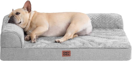 EHEYCIGA Orthopedic Dog Bed Medium Size Dogs, Memory Foam Dog Bed with Washable Removable Cover, Waterproof Pet Sofa Couch for Crate with Nonskid Bottom, 30x20x6, Grey by EHEYCIGA