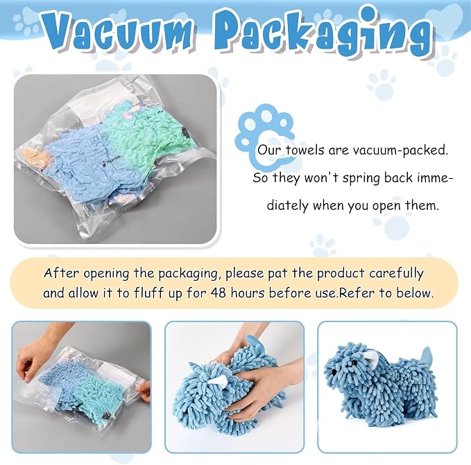 Tegeme 2 Pcs Chenille Dog Hand Towel Fuzzy Towel Absorbent Microfiber Soft for Bathroom Kitchen Washstand (Green Blue,Standing Dog) - Image 2