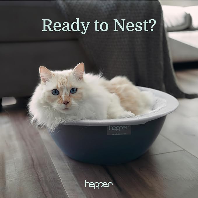Hepper Cat Nest - Washable Cat Bed with Fleece Liner - Gray/White - Image 8