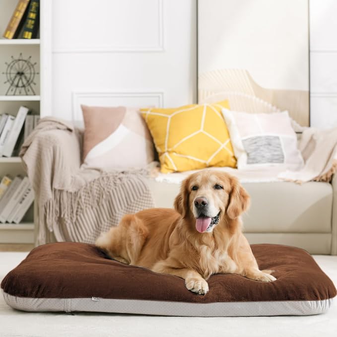 Magic Dog Super Soft Extra Large Dog Bed, 47 Inches Orthopedic Foam Dog Beds for XL Dogs, Jumbo Pet Bed with Anti Slip Bottom, Dog Sleeping Mattress with Removable and Washable Cover, Dark Brown - Image 8