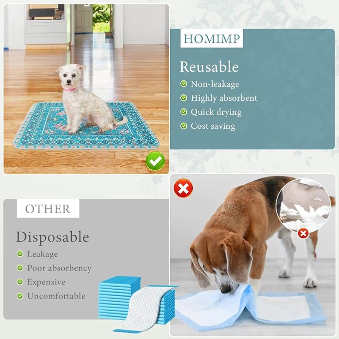Homimp Guinea Pig Cage Liners, 2 Pack Washable Pee Pads for Dogs, Waterproof & Leakproof Puppy Pee Pads, Super Absorbent Reusable Bedding with Anti-Slip Backing for Rabbit,Bunny,Hamster, Blue, 24"x47" - Image 8
