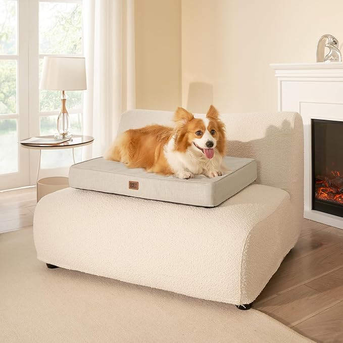 EHEYCIGA Large Orthopedic Memory Foam Dog Bed Washable, 36x27Inch, Beige | High Density Egg Crate Foam, Waterproof Liner, Removable Easy Clean Cover, Non-Slip Bottom, Fits Floor, Camping and Car - Image 9