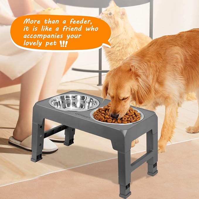 URPOWER Raised Dog Bowls 4 Height Adjustable Elevated Bowl Stand | Stainless Steel Water Bowl Non-Slip Dog Food Bowls Stand for Small Medium Large Dogs and Pets - Image 7