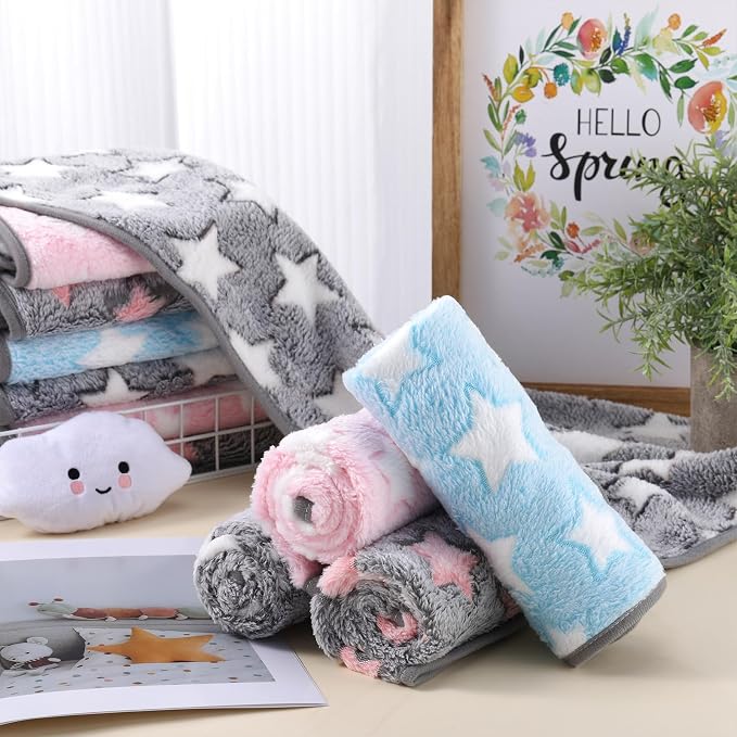 Chumia 40 Pcs Puppy Blankets for Small Dog Pet Bulk Fleece Soft Fluffy Washable Dog Star Print Pattern Fleece Blankets for Pets Throw Warm Bed Mat for Puppy Cat, 24 x 16 Inches - Image 5