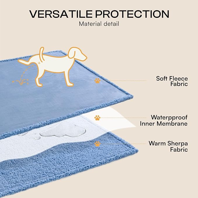 Luciphia Waterproof Pet Blanket, Liquid Pee Proof Dog Blanket for Sofa Bed Couch, Reversible Sherpa Fleece Furniture Protector Cover for Small Medium Large Dogs Cats, Navy Blue X-Large（85" x 57"） - Image 4