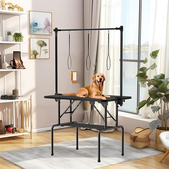 46 Inch Foldable Dog Grooming Table with Adjustable Arm, Nooses & Storage Basket - Non-Slip Pet Grooming Station for Dogs & Cats - Supports Up to 300 lbs (46 inches) - Image 5