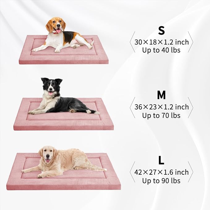 Dog Bed for Crate, Small Dog Crate Beds, Washable Pet Bed Mat Kennel Pad | 30" Medium Pet Beds Mat W/ Soft Wavy Plush Comfortable Anti-Slip Sleeping Mattress for Dogs & Cats,Pink - Image 5