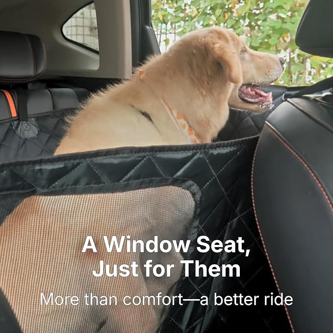 Waterproof Dog Car Hammock for Back Seat with Door Protection, Black | Odorless Material, Soft-Padded, Fits for SUVs & Sedans - Image 2