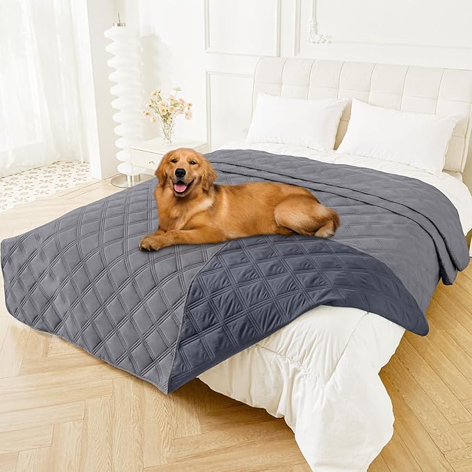 Smiry Waterproof Dog Bed Cover, Reversible Pet Blanket for Sofa Couch | Soft Washable Dog Blanket, Leakproof Couch Cover for Dogs Cats & Furniture Protection, 82x120, Grey/Dark Grey by Smiry