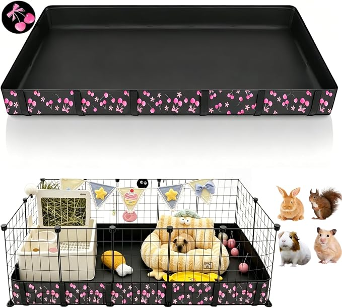 DZWLKJ Waterproof Guinea Pig Cage Liner,Washable Tarp Bottom Base,Cherry Graphic,28"x56", Reusable for Rabbit, Chinchilla, Hedgehog, Ferret & Other Small Animals. by DZWLKJ