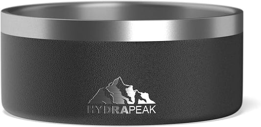 Hydrapeak Dog Bowl; Non Slip Stainless Steel; Water and Food Dish; Large Sized and Small Dogs; 32oz 64oz; Multiple Sizes; 4 Cup | Black by HYDRAPEAK