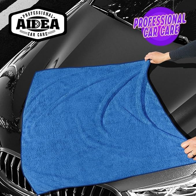 AIDEA Microfiber Towels for Cars-4PK, Large Professional Car Drying Towel, Scratch-Free & Absorbent Drying Towel for Cars, SUVs, RVs, Trucks, and Boats, 24inx 31in, Blue - Image 5