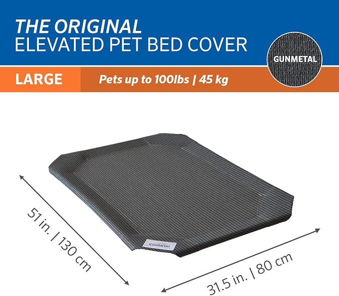 Coolaroo The Original Elevated Pet Bed Replacement Cover, Large Gunmetal , 51"L x 51"W x 0.3"Th - Image 3