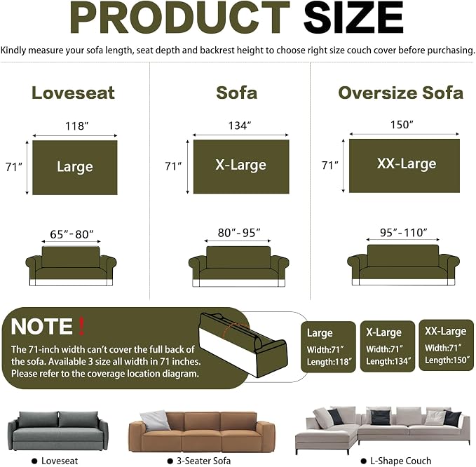 DREAMINGO Boho Couch Cover Sofa Covers for 3 Cushion Couch Jacquard Chenille Couch Cover Blanket Living Room Pet Furniture Protector Sectional Couch Covers for Dogs Washable, Green, 71"x150" - Image 2