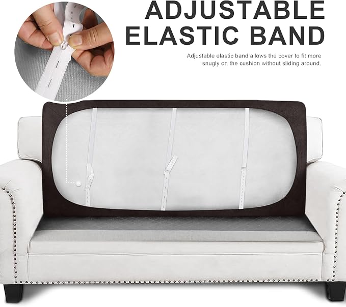 molasofa Leather Look Couch Cushion Covers, Stretch Sofa Cushion Covers for Sectional Armchair Loveseat Protector,Replacement Seat Cushion Slipcovers, Machine Washable (1 Cushion Sofa, Chocolate) - Image 3