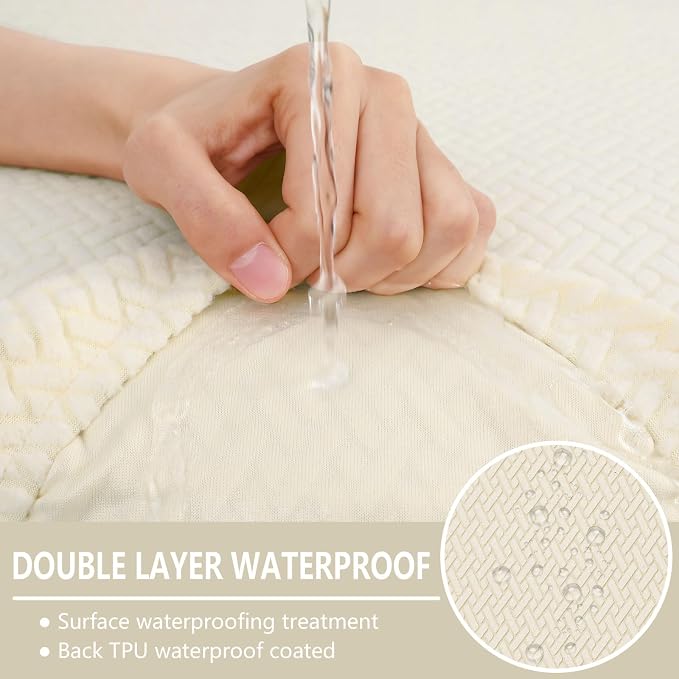 hyha Waterproof Couch Cushion Covers, Anti Slip Sofa Slipcovers for Pets | Waterproof Protection, Thick Jacquard Fabric, Wear Resistant, Anti Slip, Pet Protection (1 Piece for Backrest L) - Image 2