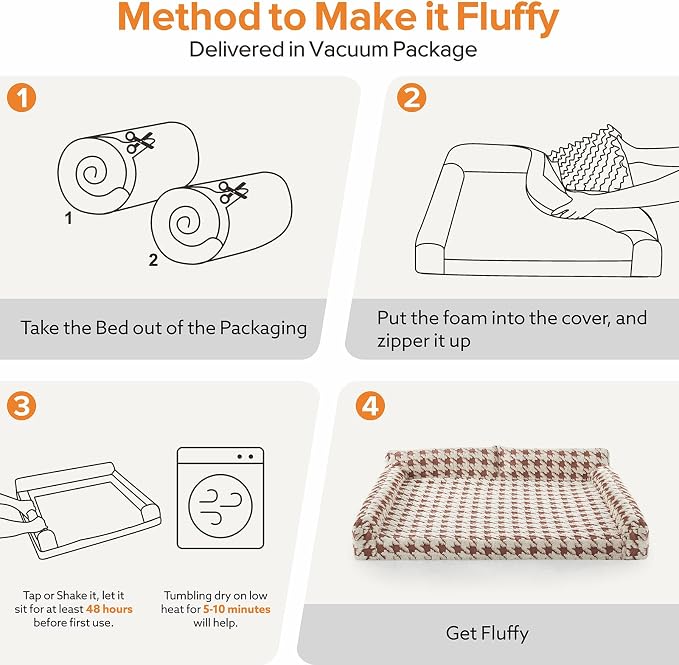 FURTIME Orthopedic Dog Bed Medium Size Dog, Medium Washable Memory Foam Pet Couch Bed with Removable Washable Cover, Non-Slip Bottom with Bolster Sides, Brown - Image 7
