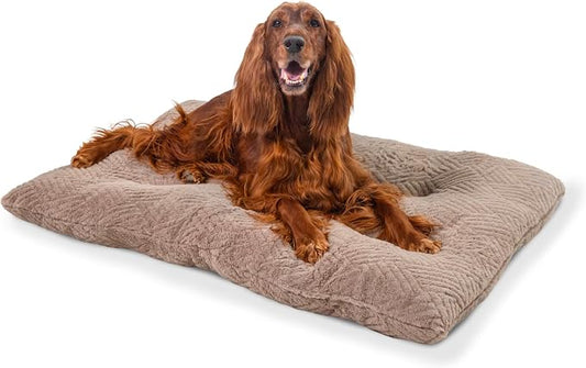 Best Friends by Sheri Comfy Crate Sleeper Mat – Plush Low-Pile Dog Bed, 42" x 28", XL & XXL Crates, Up to 100 lb Dogs, Machine Washable, Cross Section Pattern, Mushroom by BestFriendsbySheri