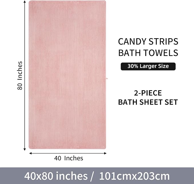 2 Piece Bath Sheets, 40"x80" Microfiber Bath Towels, Pink | Extra-large size, Quick dry, Highly Absorbent, Lint Free，shower towels for bathroom gym spa，Big and Tall users - Image 8