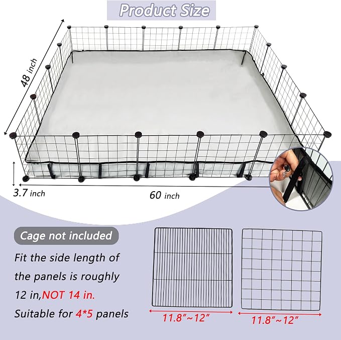 Guinea Pig Cage Liner Tarp Bottom Waterproof and Washable Base Also for Rabbits, Bunny, Chinchesillas, Hedgehog, Ferrets and Other Small Animals(48x60 inches) - Image 3