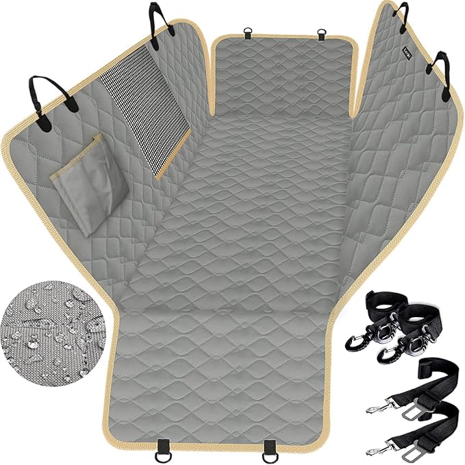 Lassie XL Truck Dog Seat Cover Back Seat with 2 Seat Belts, Dog Car Hammock for Large SUV and Trucks Compatible with F150 F250/Chevrolet Silverado/Ram Pickup/GMC Sierra/Toyota Tundra and Crew Cab by Lassie