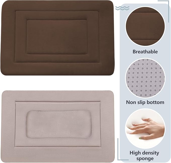 Dog Bed Soft Dog Crate Bed Pad Mat, 48 in Non Slip Bottom Washable Beds for Extra Large Dogs, Pet Bed Mattress Kennel Pad, Dark Brown - Image 2