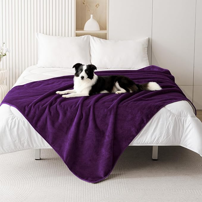 Smiry Waterproof Dog Bed Blanket, Leakproof Pet Throw Blanket for Bed Couch Sofa, Reversible Sherpa Fleece Furniture Protector Cover for Small Medium Large Dogs Cats (Purple, 60x80 inches) by Smiry