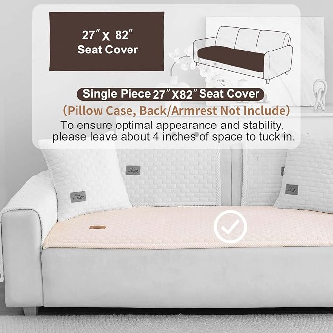 Washable Velvet Dog Couch Cover, Plush Pet Sofa Furniture Protector for 2-3 Cushion Couch, Non-Slip Washable Cover for Dogs(1PC/27.6"x82.7",White) - Image 2