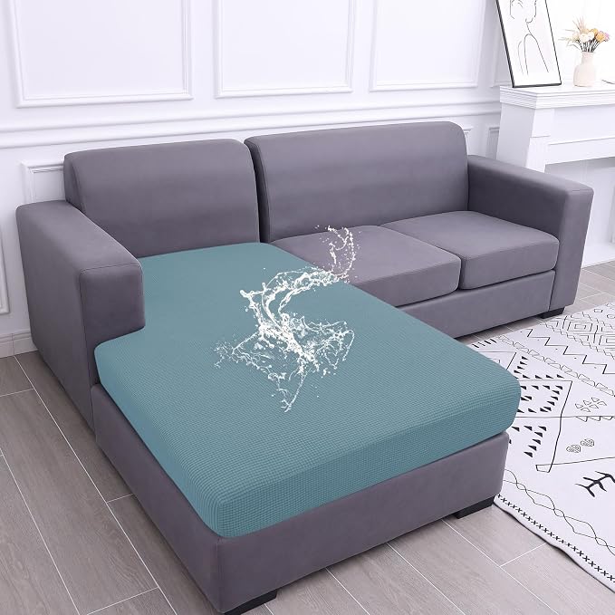 hyha Waterproof Sectional Couch Covers, Non Slip Sofa Cushion Covers | L Shape Sectional Fit, Stretch Jacquard Fabric, Elastic Bottom, Waterproof Protection (1 Piece for Chaise) by hyha