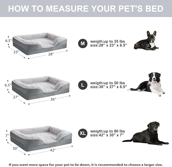 LEXTRO Orthopedic Dog Bed for Medium Dogs, Comfy Sleeping Dog Sofa Bed | 28x23 Inch Medium Dog Bed with Sides, Non-Slip Bottom and Egg-Crate Foam Dog Couch Bed with Washable Removable Cover, Gray - Image 4