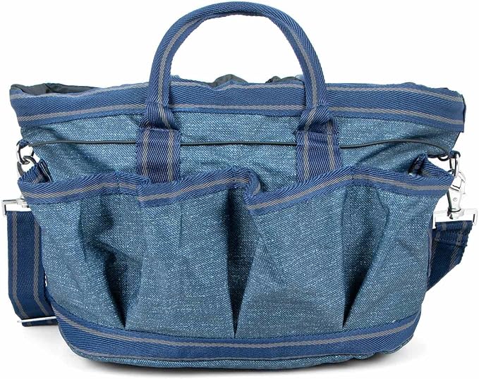Jeffers Poplar Head Grooming Bag – Horse Grooming Organizer Tote with Pockets for Brushes, Tools, Clippers, Shampoo, Detangler – Stable Barn Kit Carrier for Horses, Pets, Livestock, Blue Jean Baby by Jeffers