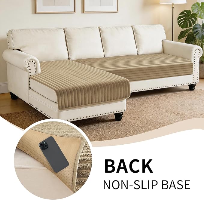 100% Waterproof Couch Covers for Sectional Sofa, Washable Couch Cover, L Shaped Couch Cover for Dogs, Non Slip 2 Pieces Sofa Cover Pet Friendly, 35"x63"+35"x70.9"-Camel - Image 5