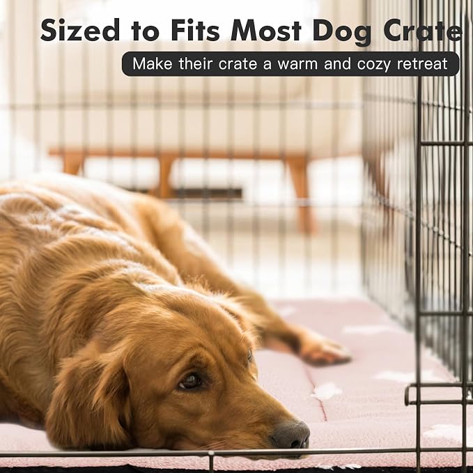 Mora Pets Dog Crate Pad Dog Kennel Bed Mat for Large Dogs Washable Cute Star Pet Bed for 36 inch Cage Ultra Soft Flat Puppy Cat Cushion for Cozy Sleeping Anti-Slip Pink 36 x 23 - Image 5