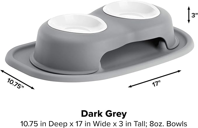 WeatherTech Double High Pet Feeding System w/Plastic Dog/Cat Bowls - 3" High Stand Dark Grey (PDHC0803DGDG) - Image 4