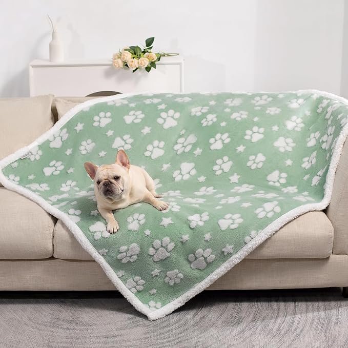 Waterproof Blanket for Dog Cat or Adult, Cute 3D Textured Paw Dog Blanket for Bed Couch Sofa, Soft Liquid Pee Proof Pet Furniture Protector, 60"x80", Green - Image 6