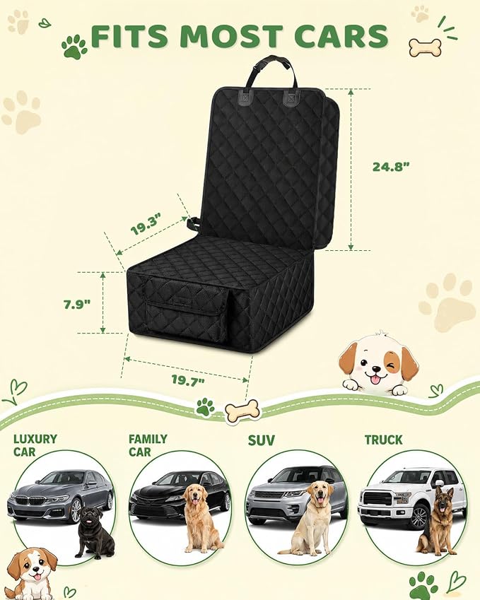 Victoper Dog Car Seat Cover, 600D Heavy Dute Car Seat Cover for Dogs Pets,100% Waterproof Anti-Scratch Nonslip Dog Seat Cover for Cars, Seat Covers Protector for Sedan SUV Truck Small Black - Image 4