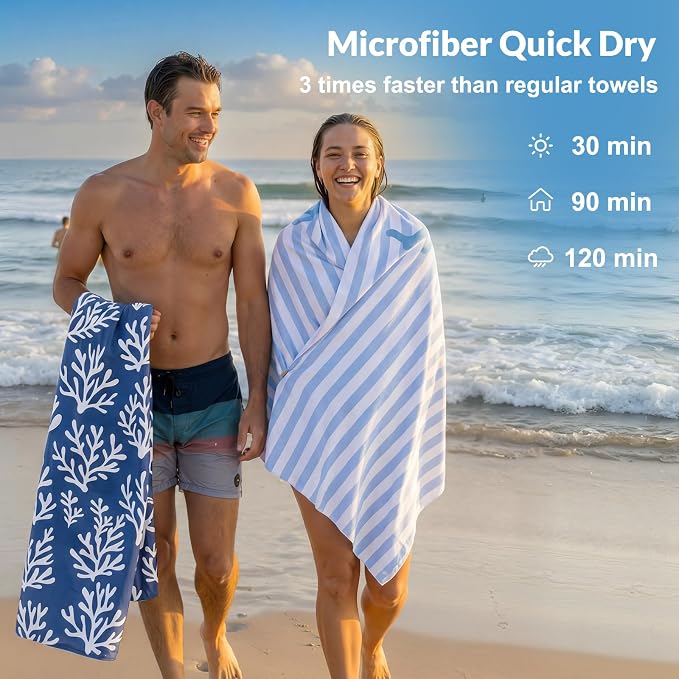 Frienda 4 Pack Microfiber Oversized Lightweight Beach Towel 71x32 in for Women Men Microfiber Quick Dry Sand Free Ocean Coastal Towels for Beach Pool Travel(Coral) - Image 3