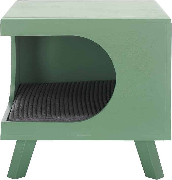 SAFAVIEH Home Collection Bean Mid-Century Sage Green Square Covered Cave Small Pet Cat Bed (Fully Assembled) - Image 8