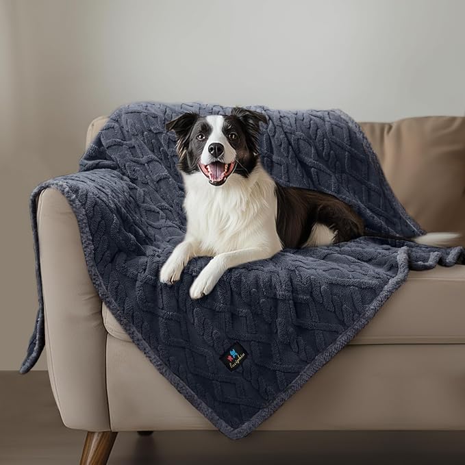 Luciphia Waterproof Dog Blanket, Reversible Sherpa Fleece for Couch Cover | Reversible waterproof pet blanket soft fleece machine washable protect couch bed, Dark Grey 57" x 40" - Image 9